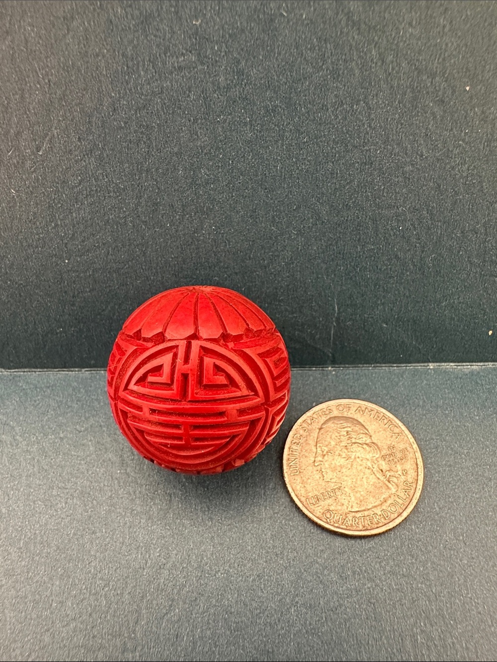 NEW listing 🌺 Vintage LARGE Hand Carved Cinnabar Bead